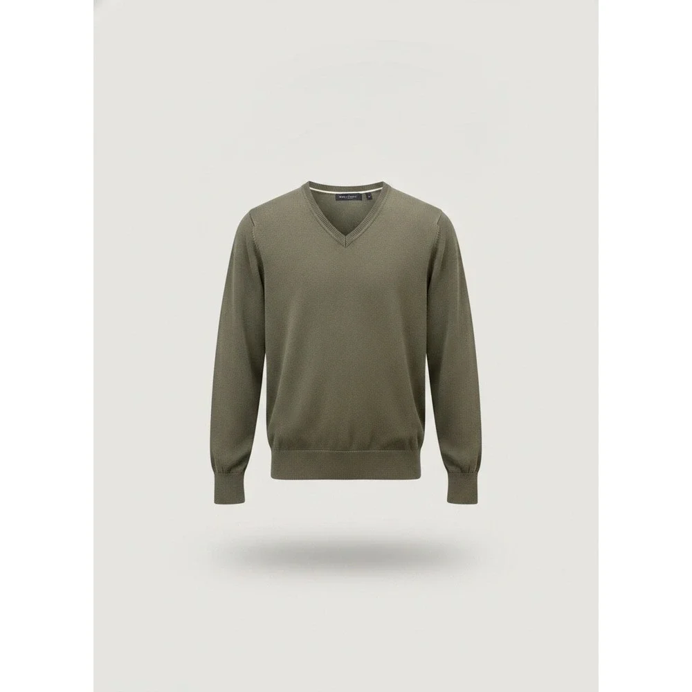 Banana Republic Silk Cashmere VNeck Sweater Mens Large Olive Green Knit Pullover